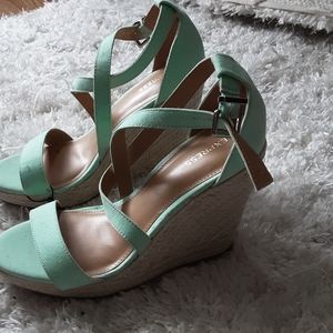 Express Mint Green Wedge Espadrilles